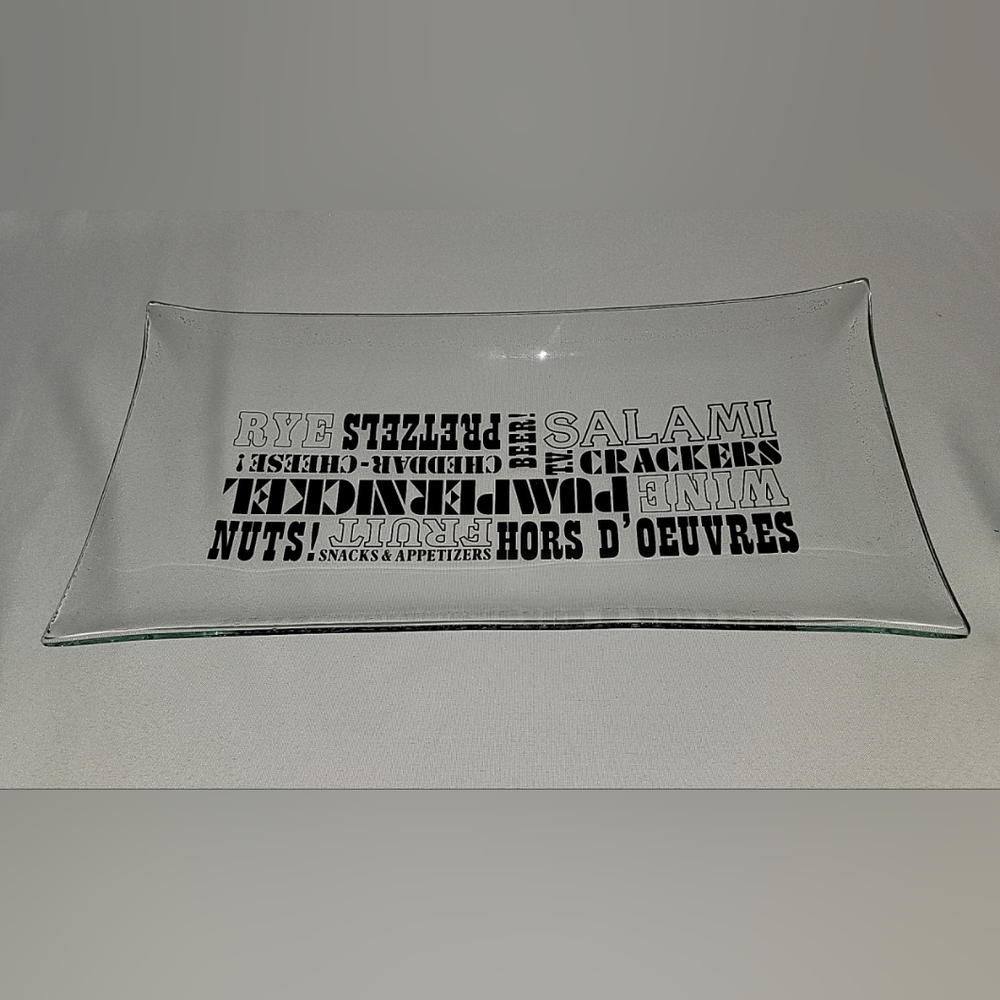 LARGE GLASS SNACK SERVING TRAY